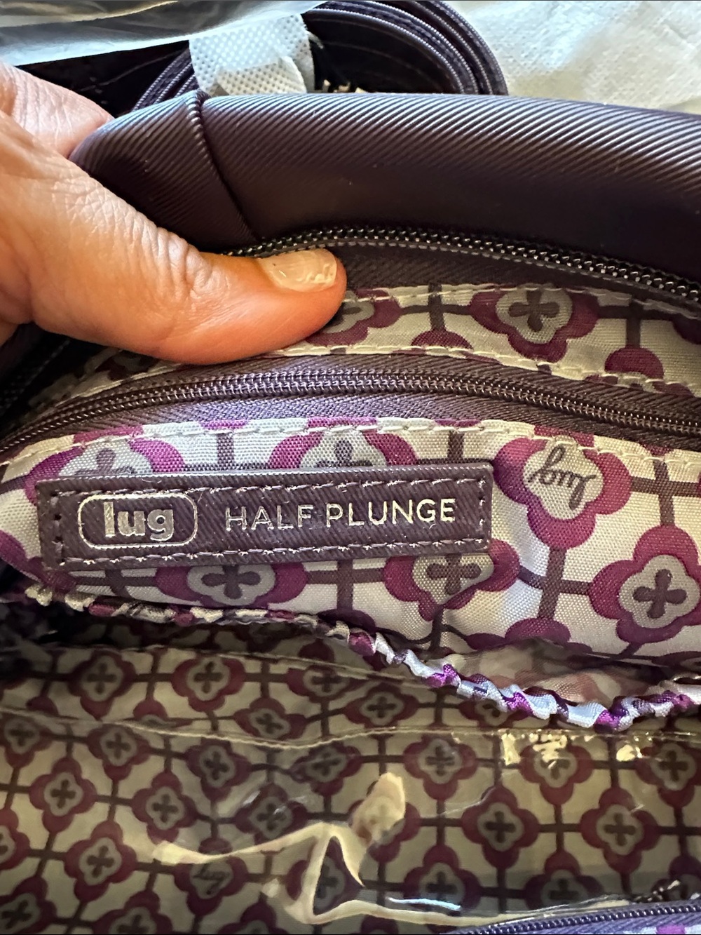lug half plunge in Plum Crossbody Bag with Adjustable Strap - Picture 4 of 7